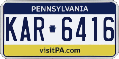 PA license plate KAR6416