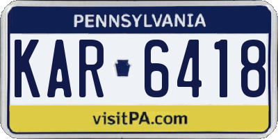 PA license plate KAR6418