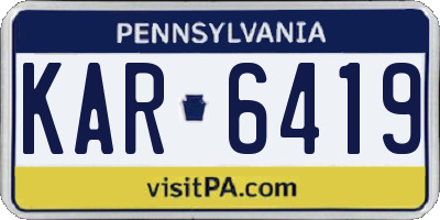 PA license plate KAR6419