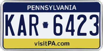 PA license plate KAR6423