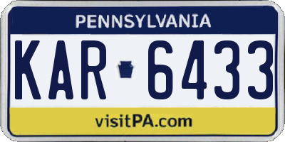 PA license plate KAR6433