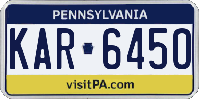 PA license plate KAR6450