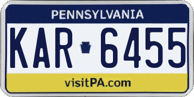 PA license plate KAR6455