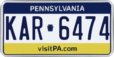 PA license plate KAR6474