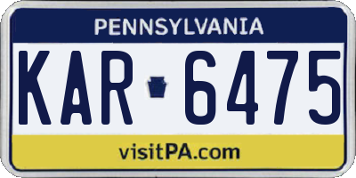 PA license plate KAR6475