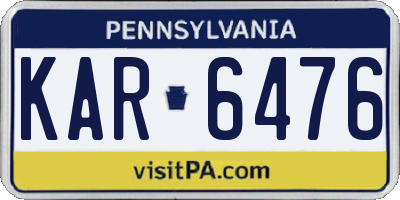 PA license plate KAR6476