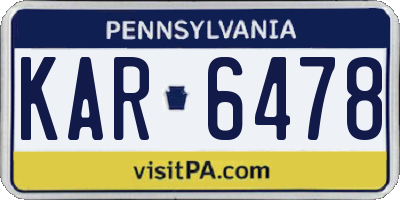 PA license plate KAR6478