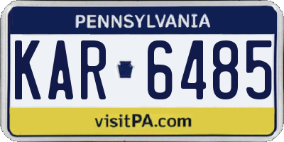 PA license plate KAR6485