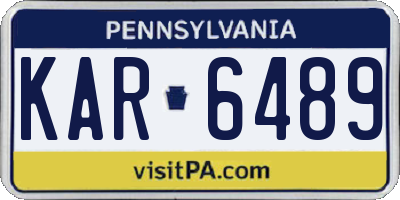 PA license plate KAR6489