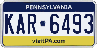 PA license plate KAR6493