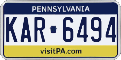 PA license plate KAR6494