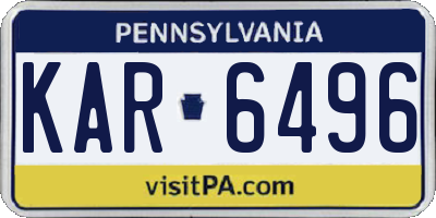 PA license plate KAR6496