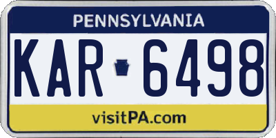 PA license plate KAR6498