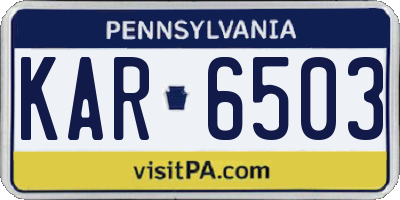 PA license plate KAR6503