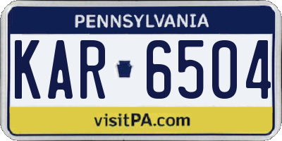 PA license plate KAR6504