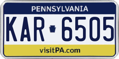 PA license plate KAR6505