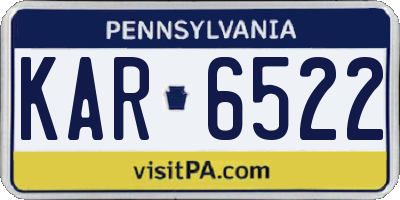 PA license plate KAR6522