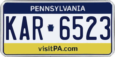 PA license plate KAR6523