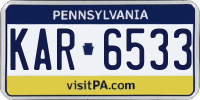 PA license plate KAR6533