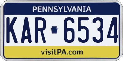 PA license plate KAR6534