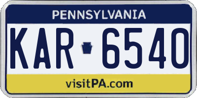 PA license plate KAR6540