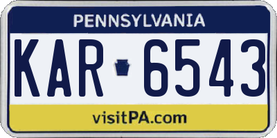 PA license plate KAR6543