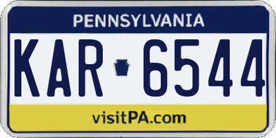 PA license plate KAR6544