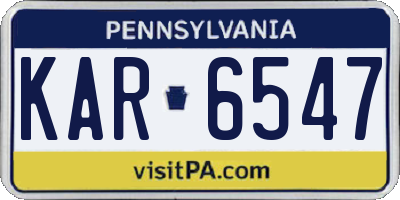 PA license plate KAR6547