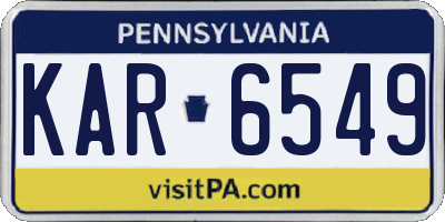 PA license plate KAR6549