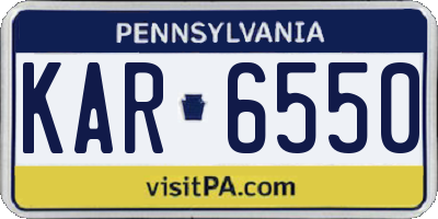 PA license plate KAR6550