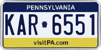 PA license plate KAR6551
