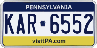 PA license plate KAR6552