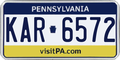 PA license plate KAR6572