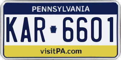 PA license plate KAR6601