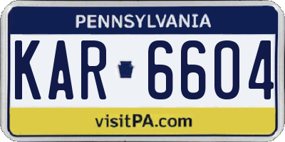 PA license plate KAR6604