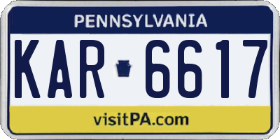 PA license plate KAR6617
