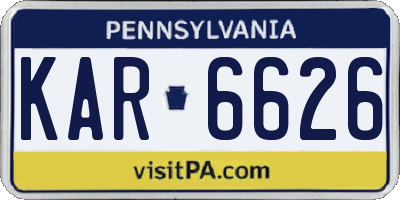 PA license plate KAR6626