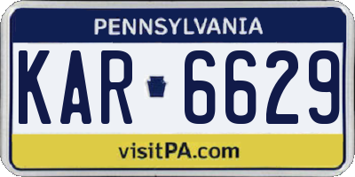 PA license plate KAR6629