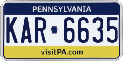 PA license plate KAR6635