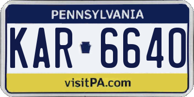 PA license plate KAR6640