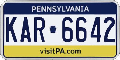PA license plate KAR6642