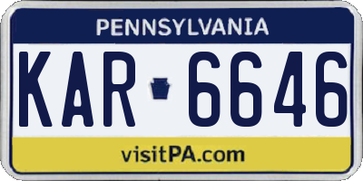 PA license plate KAR6646