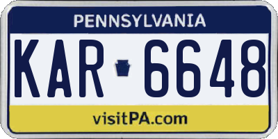 PA license plate KAR6648