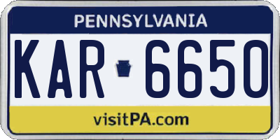 PA license plate KAR6650
