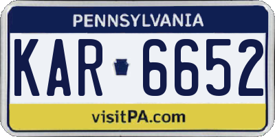 PA license plate KAR6652