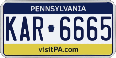 PA license plate KAR6665