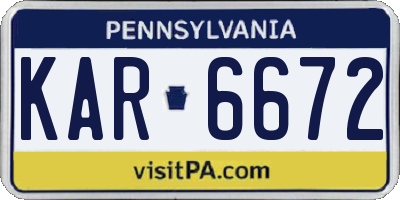 PA license plate KAR6672