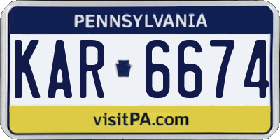 PA license plate KAR6674