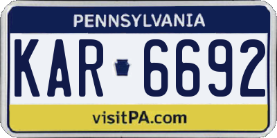 PA license plate KAR6692