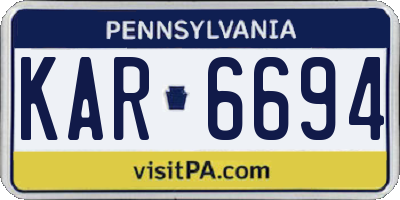 PA license plate KAR6694